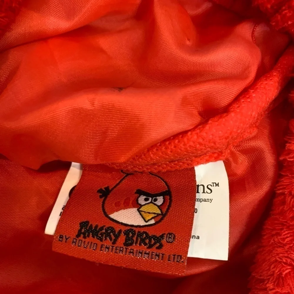 Angry Birds Soft Velvet Velour Drawstring Cinch bag Backpack Tote RED